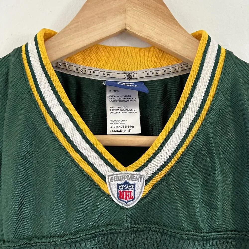 NFL Green Bay Packers Brett Favre Jersey Green On Field‎ Reebok Youth Size Large